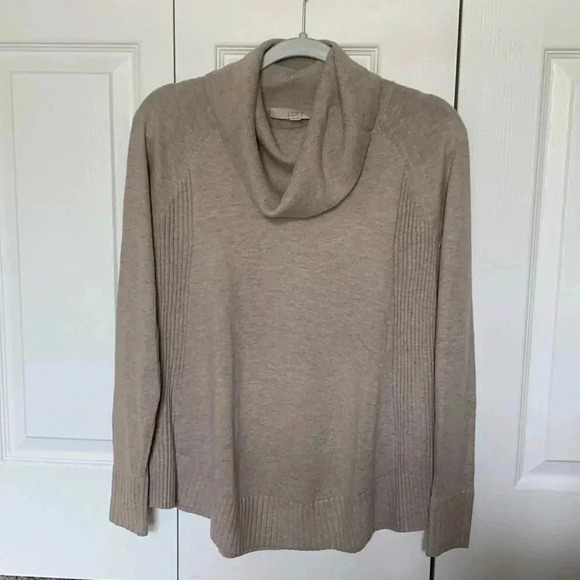 Loft Tan Cowl Turtleneck oversized Sweater - Picture 1 of 6